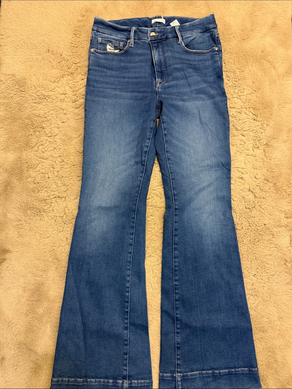 GOOD AMERICAN Mid Wash Flare Women's Jeans - Blue